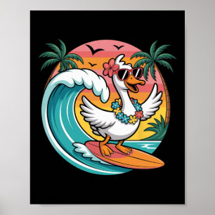 Poster Ganso de Surf Retro Vibes de Verão Havaiano Praia
