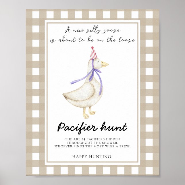 Poster Ganso - jogo do chá de fraldas de caça ao pacifica (Frente)