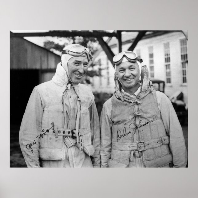 Poster Gar Wood e Orlin Johnson - Autografado - Vintage (Frente)