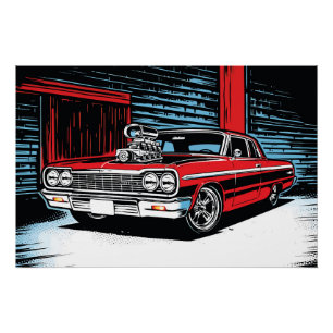 Pôster Garage Beast Vermelho Cruiser Pop Art
