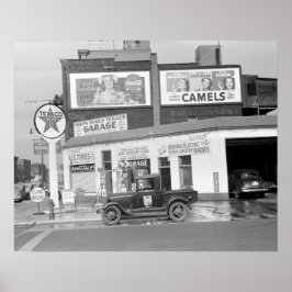 Poster Garage & Filling Station, 1940. Vintage Photo