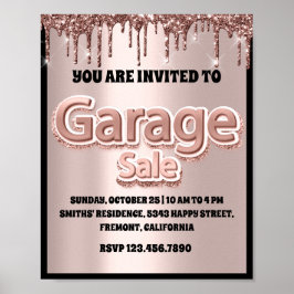 Poster Garage Yard Sale Rosa Glitter Blush Drives