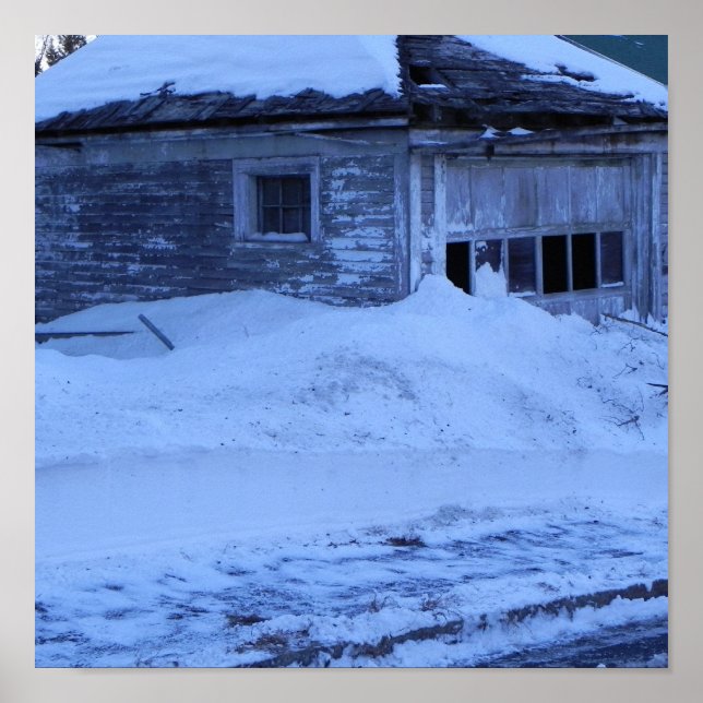 Pôster Garagem Coberta de Neve (Frente)