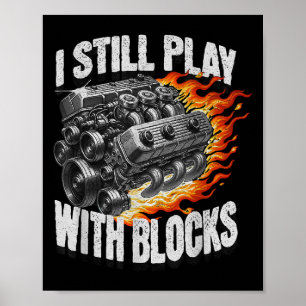 Poster Garagem de Mecânica Antiga Motor de Carro Ainda Br