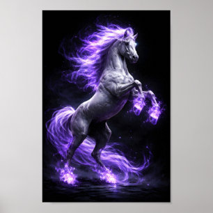 Poster Garanhão Empinado com Crina de Chama Violeta Etére