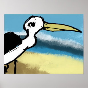Poster Garça Na Orla Marítima