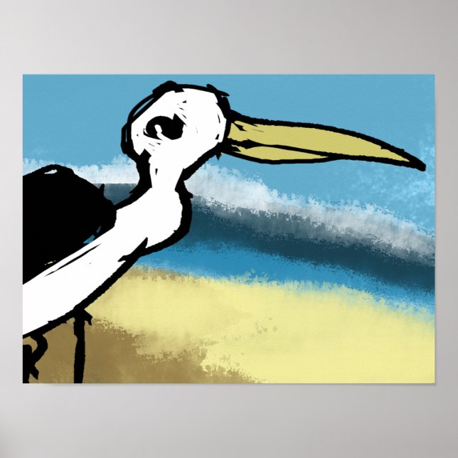 Poster Garça Na Orla Marítima (Frente)