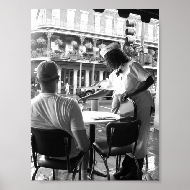 Poster Garçonete no Café du Monde New Orleans, Louisiana (Frente)