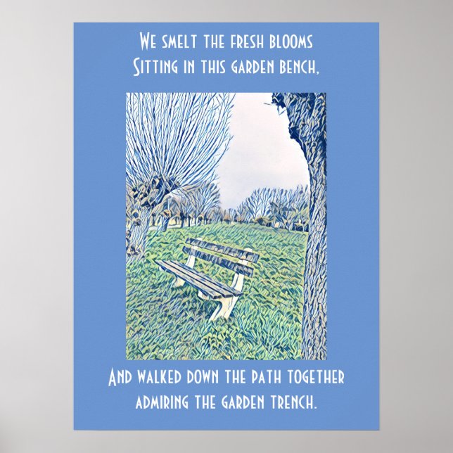 Poster Garden Bench Cote Azul Outono Céu Abstrato Art (Frente)