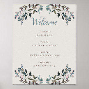 Poster Garden Crest Eggshell Floral Weding Program