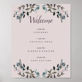 Poster Garden Crest Mauve Purple Floral Weding Program