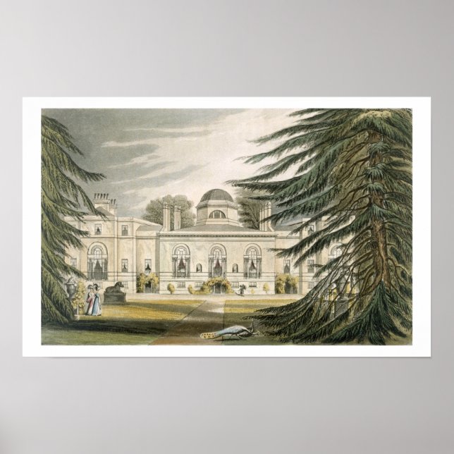 Pôster Garden front of Chiswick House (colour engraving) (Frente)