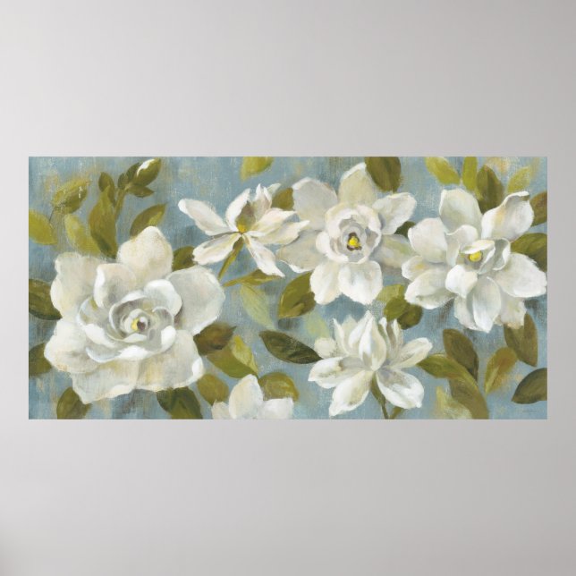 Poster Gardenias em Azul Estreito (Frente)