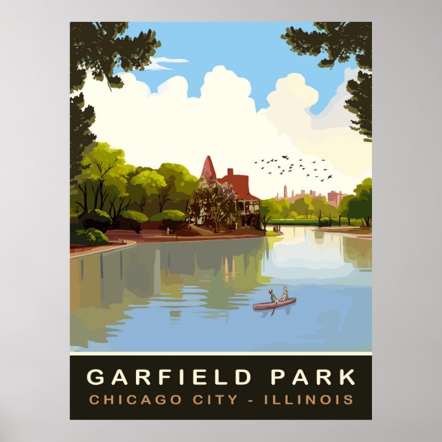 Poster Garfield Park, Chicago, Illinois, Viagens vintage (Frente)
