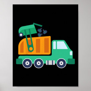 Poster Garge Truck Waste Reciclar Trash Collector Earth D