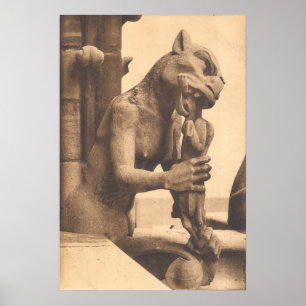 Pôster Gárgula de Notre Dame que come um petisco