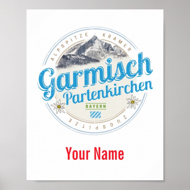 Poster Garmisch Partenkirchen Bavaria Vintage Alps (Frente)