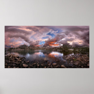 Pôster Garnet Lake Sunset Sobre Banner Pico Na Trilha Joh