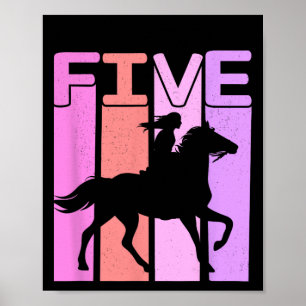 Poster Garota 5 de Cavalo Aniversário Andando Por 5 Anos