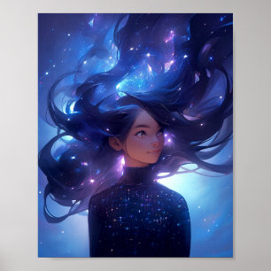 Poster Garota Animada De Estrelas