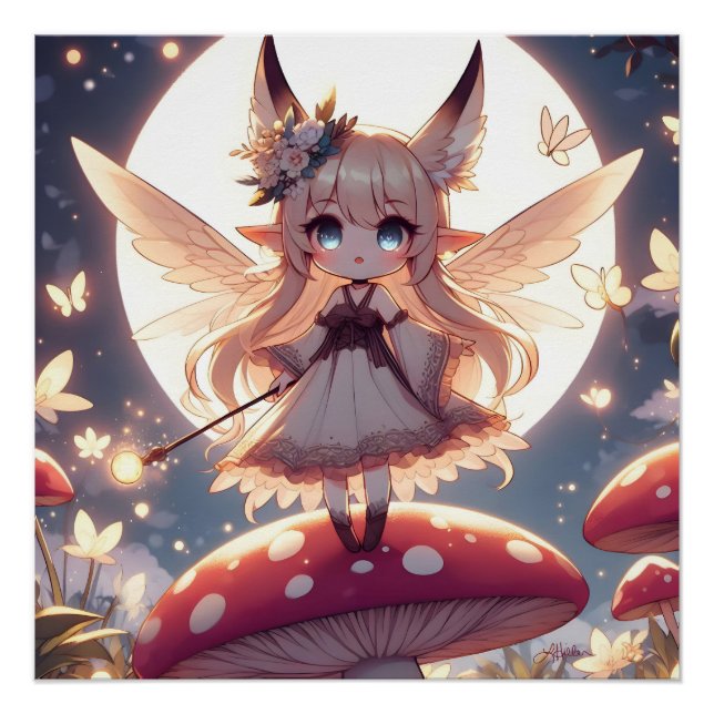 Pôster Garota Anime Pixie Hippie Lua Fada (Frente)