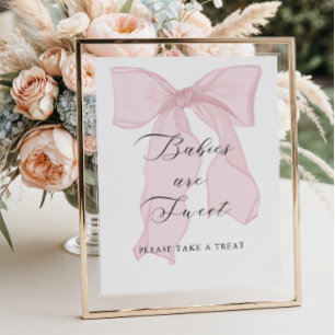 Poster Garota Arco rosa Os bebês Chás de fraldas são doce