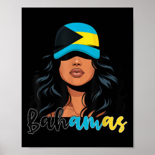 Poster Garota Bahamiana Bandeira das Bahamas Orgulhosa Mu