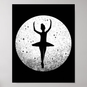 Poster Garota balé Dançando Nas Estrelas Em Relevé Quinta