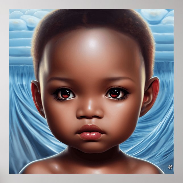 Poster Garota bonita de olhos grandes Toddlers Moderno Ar (Frente)