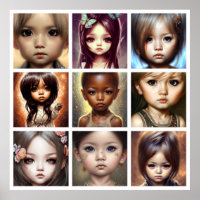 Garota bonita de olhos grandes Toddlers Moderno Ar