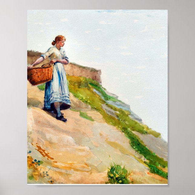Poster Garota Carregando cesta de Winslow Homer (Frente)