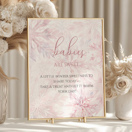 Poster Garota chá de fraldas Rosa Floco de Neve Bebês são