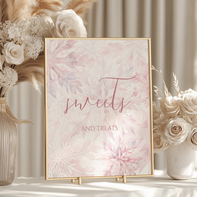 Poster Garota chá de fraldas Rosa Flocos de Neve Doces e  (Criador carregado)