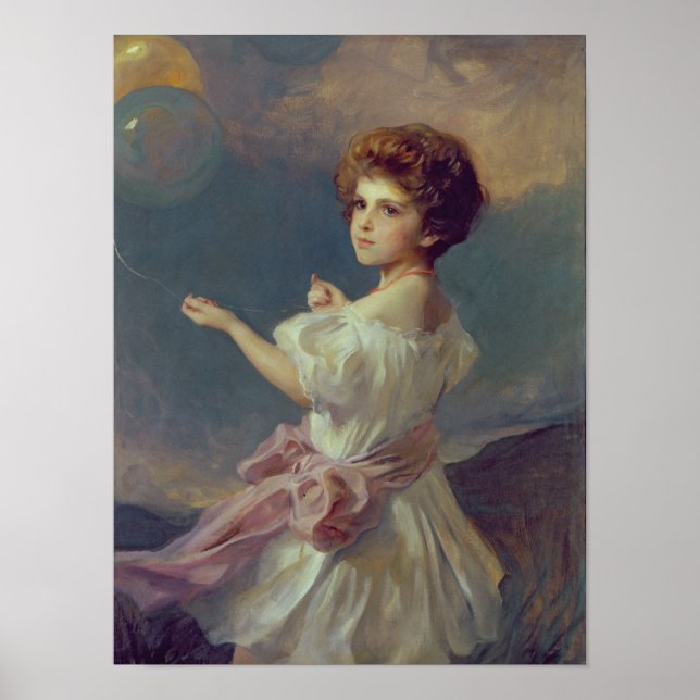 Pôster Garota com balões (Frente)