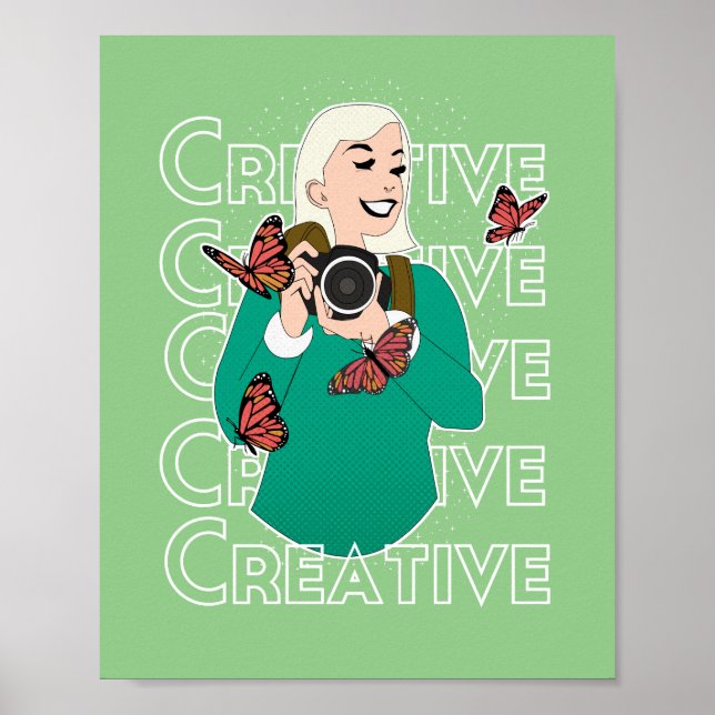 Poster Garota com Borboletas (Frente)