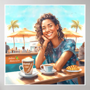 Poster Garota com café