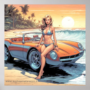 Poster Garota com carro esportivo