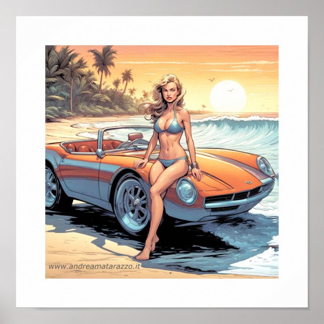 Poster Garota com carro esportivo (Frente)