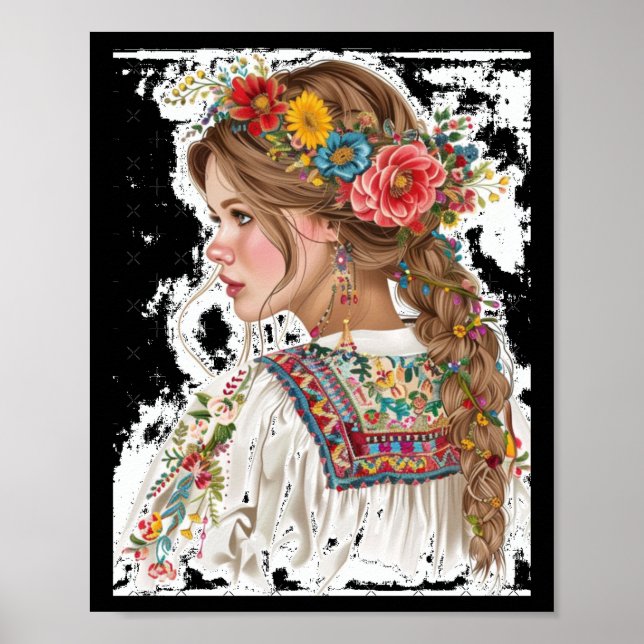 Poster Garota com Flores Vinheta1 (Frente)