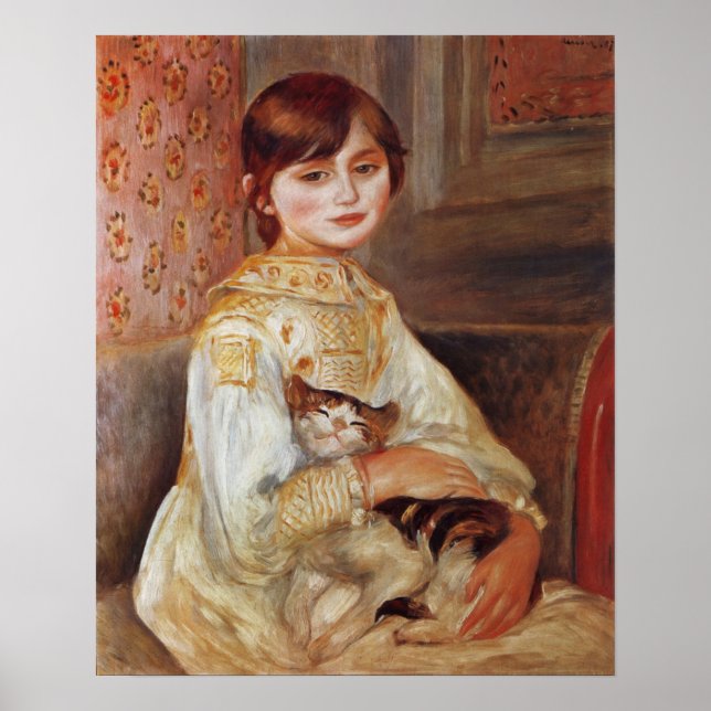 Poster Garota com Gato, Auguste Renoir (Frente)