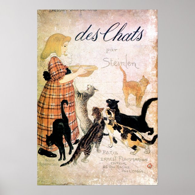 Poster Garota com Gatos, Alexandre Steinlen (Frente)
