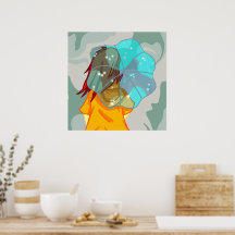 Garota com guarda-chuva na espiral verde do vento