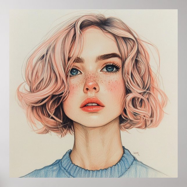 Poster garota com olhos azuis (Frente)
