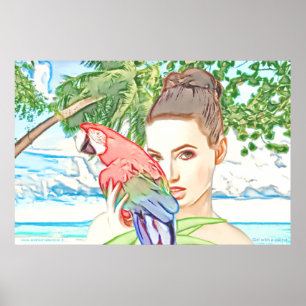 Poster Garota com papagaio
