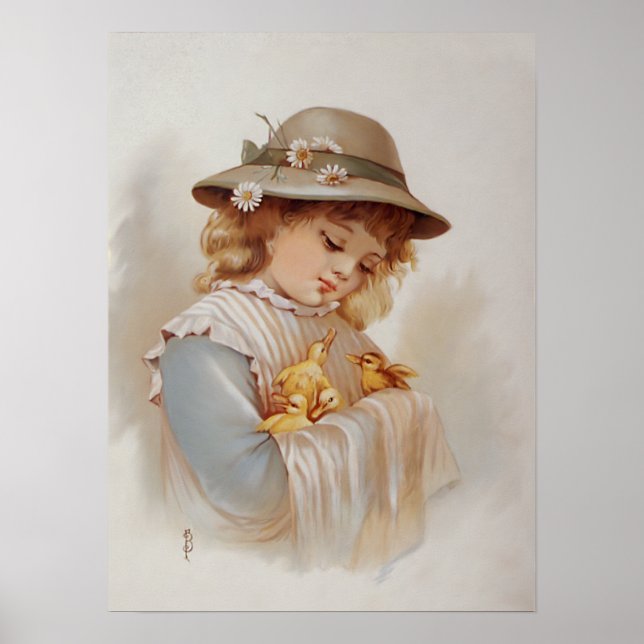 Poster Garota com Patos Bebês (Frente)