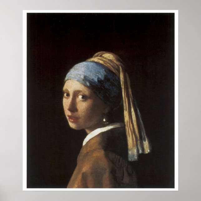 Pôster Garota com pérolas a ouvir c. 1665-66 (Frente)
