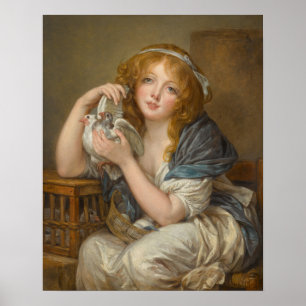 Poster Garota com Pombos (depois de Jean-Baptiste Greuze)