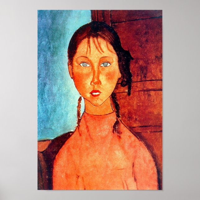 Poster Garota com rabo-de-porco, Modigliani (Frente)