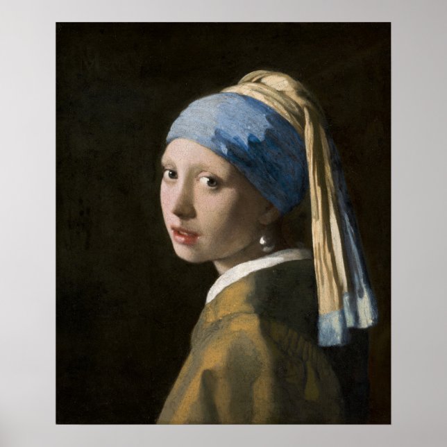Poster Garota com um brinco de pérolas - Vermeer (Frente)
