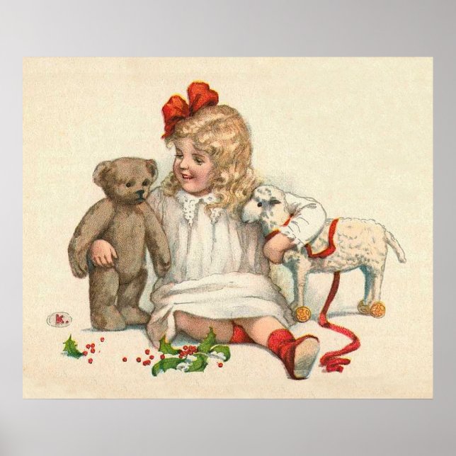 Poster Garota com Ursinho e Lamb (Frente)
